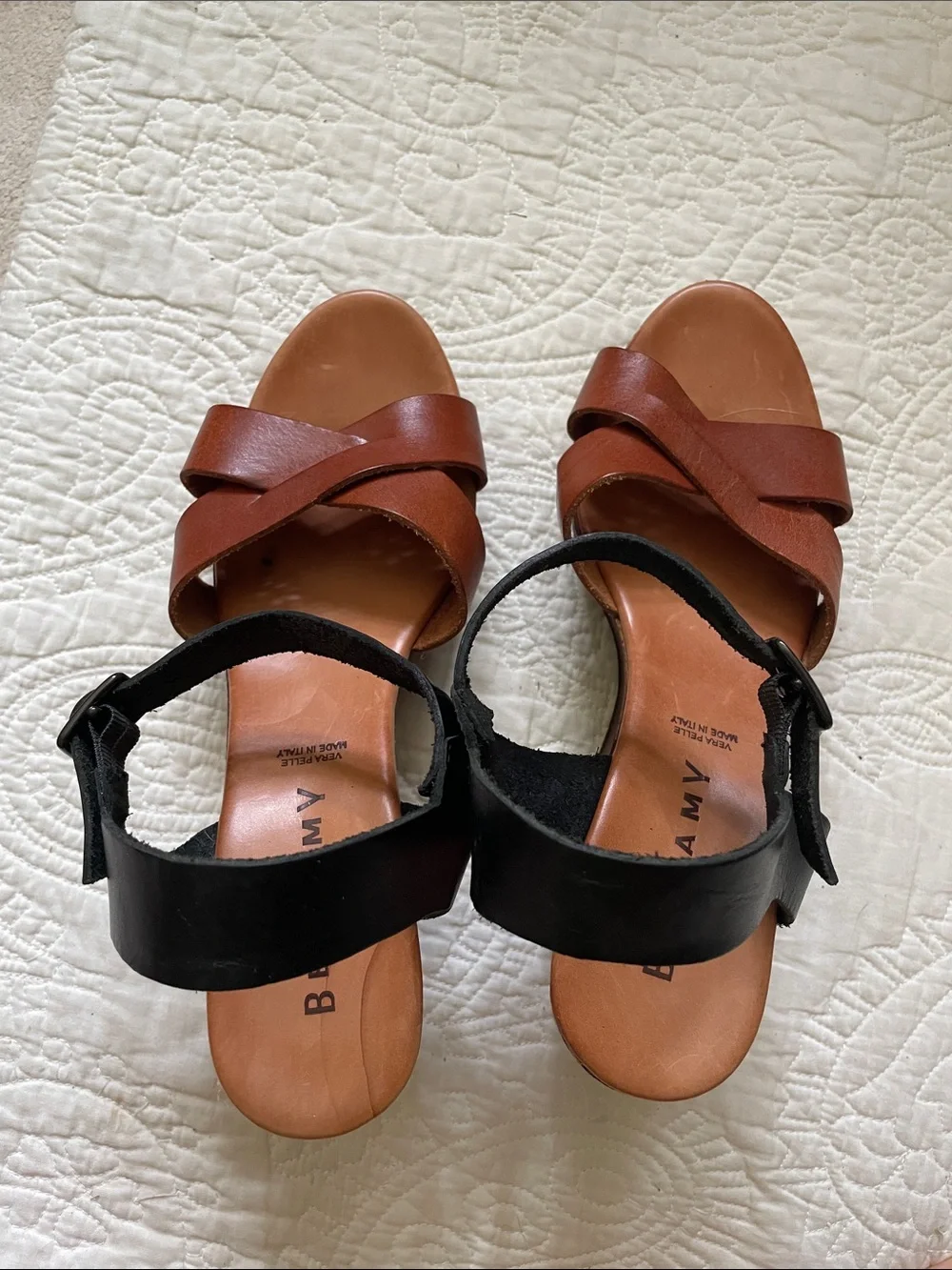 Bellamy leather made in Italy wedge heels EU 41 / US w 11 - Picture 2 of 16